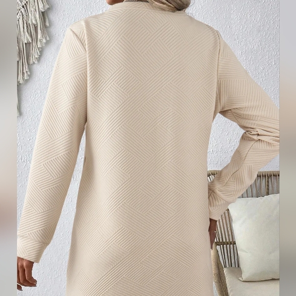 Ivory Round Neck Textured Mini Dress - Picture 4 of 4